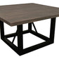 60" Dark Brown and Black Solid Wood and Iron Frame Base Square Dining Table