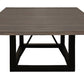 60" Dark Brown and Black Solid Wood and Iron Frame Base Square Dining Table
