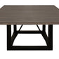 60" Dark Brown and Black Solid Wood and Iron Frame Base Square Dining Table
