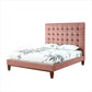 Navy Blue Solid Wood Full Tufted Upholstered Velvet Bed