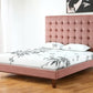 Navy Blue Solid Wood Full Tufted Upholstered Velvet Bed