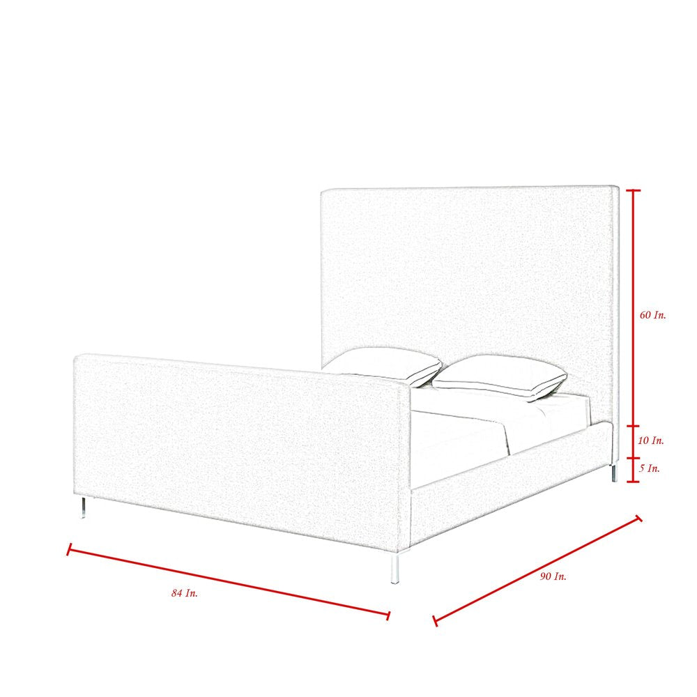 Gray Solid Wood Queen Upholstered Velvet Bed