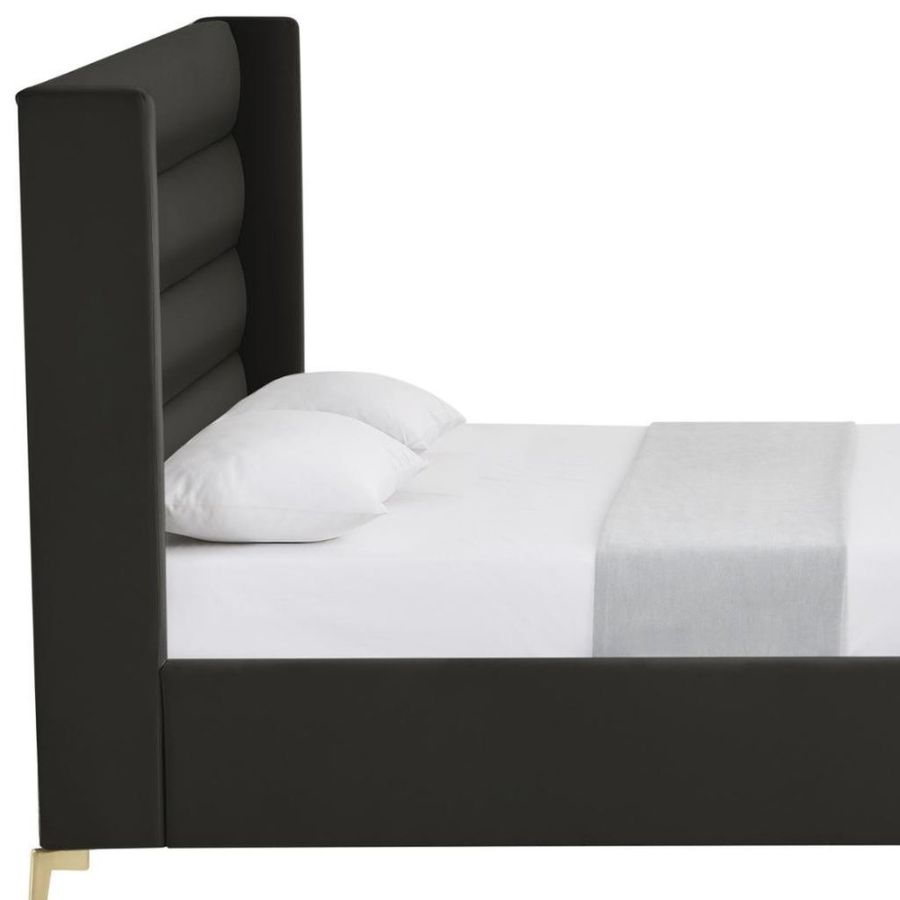 Black Velvet Upholstered King Bed Frame