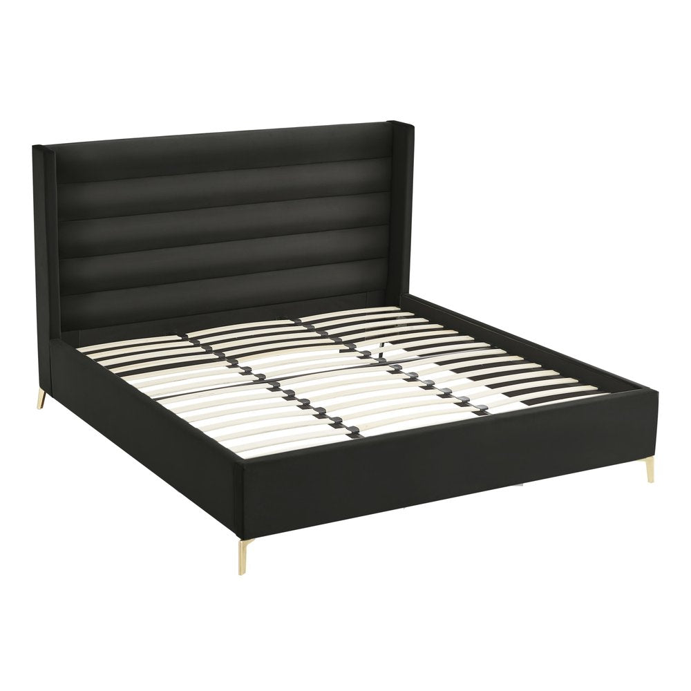 Black Velvet Upholstered King Bed Frame