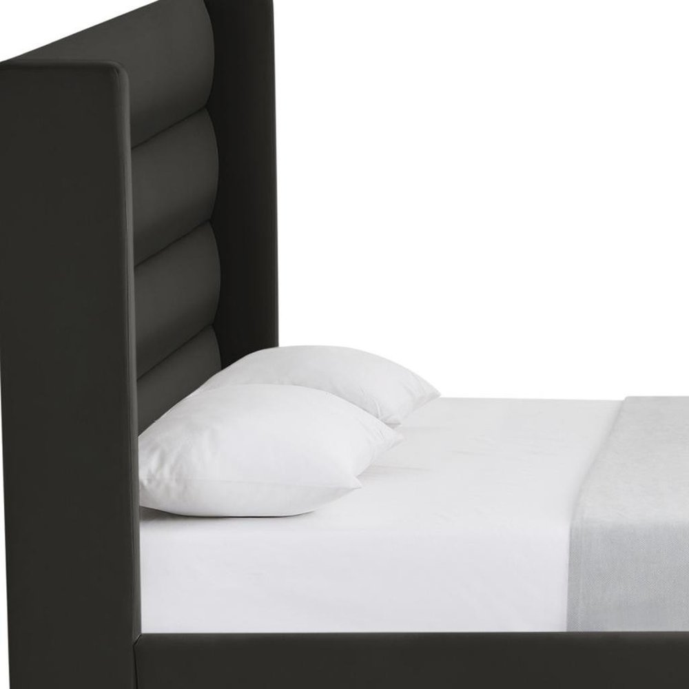 Black Velvet Upholstered King Bed Frame