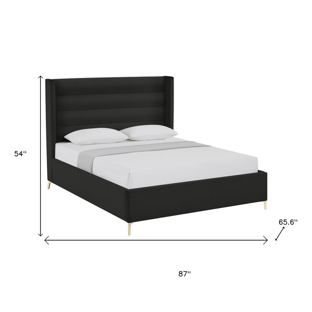 Black Velvet Upholstered King Bed Frame