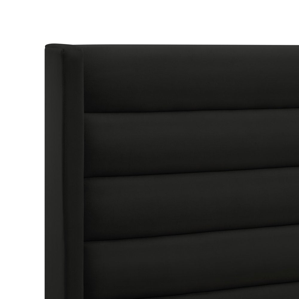 Black Velvet Upholstered King Bed Frame
