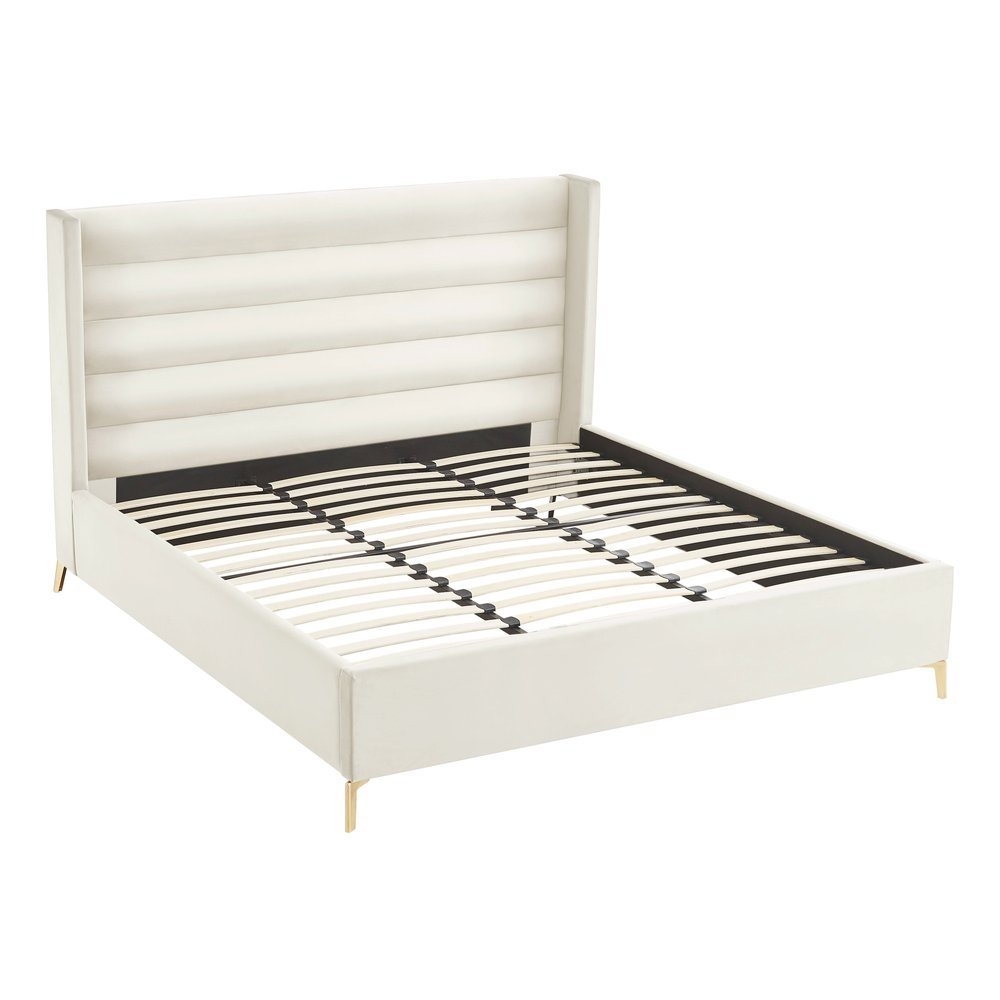 Black Velvet Upholstered King Bed Frame