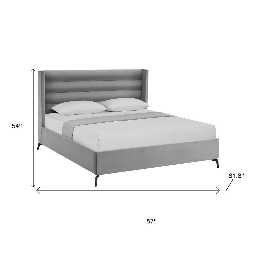 Black Velvet Upholstered King Bed Frame