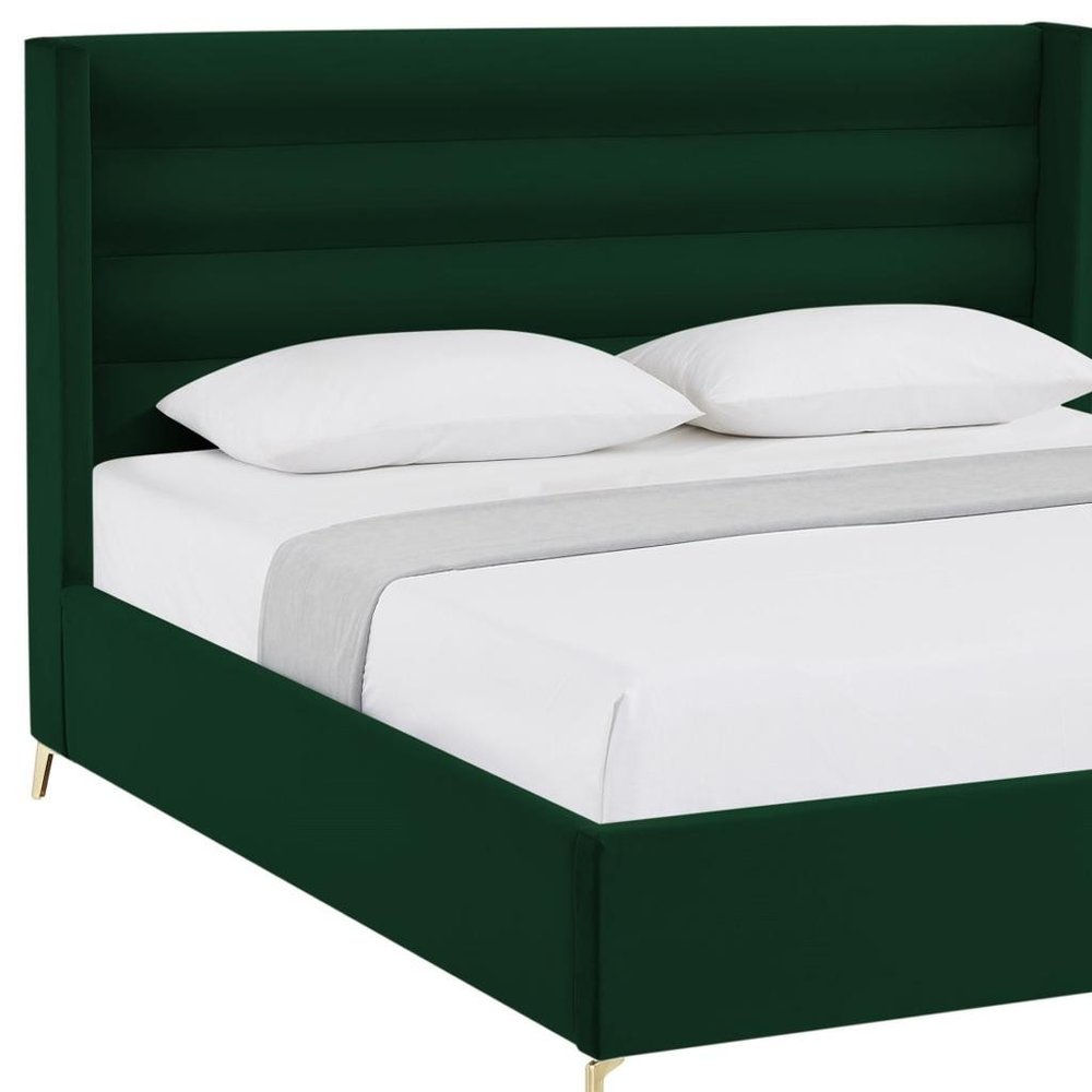 Black Velvet Upholstered King Bed Frame