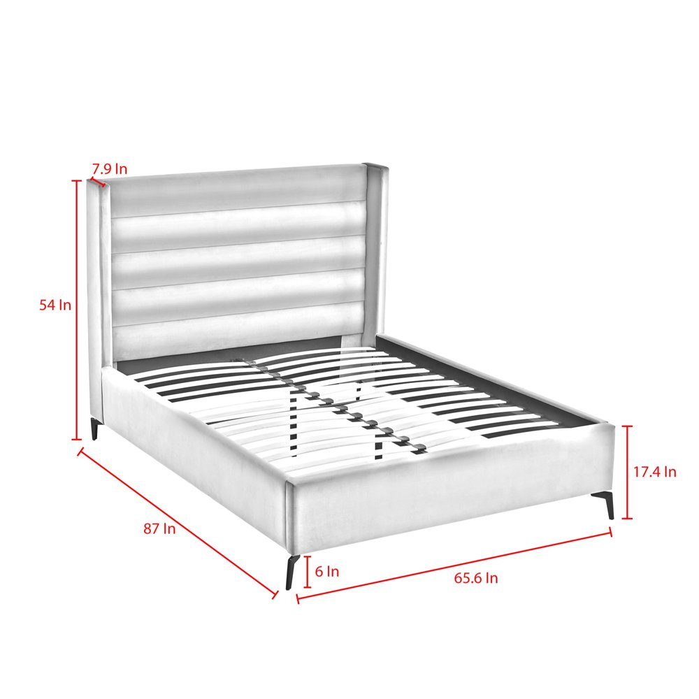 Gray Linen Upholstered King Bed Frame