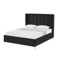 Black Velvet Upholstered Queen Bed Frame