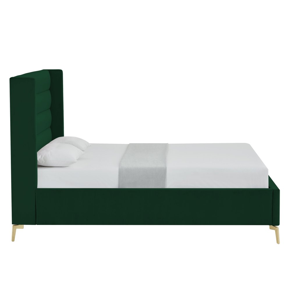 Black Velvet Upholstered Queen Bed Frame