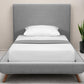 Denim Blue Solid Wood Twin Upholstered Linen Bed