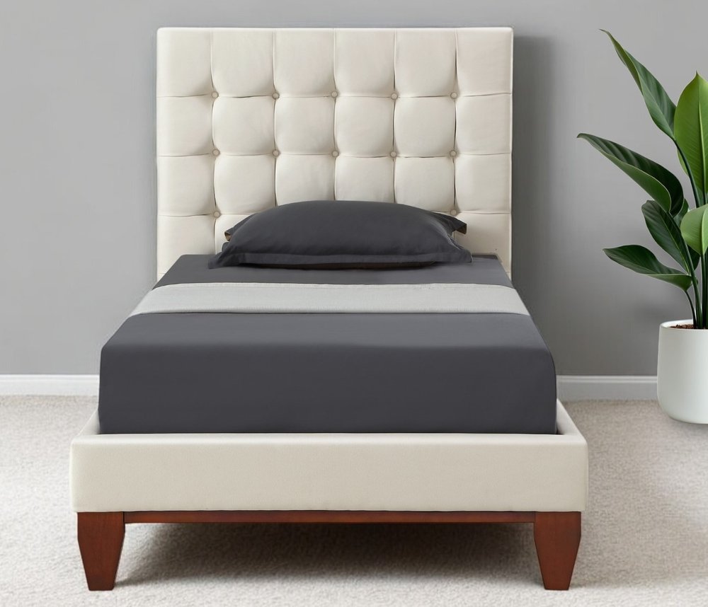 Navy Blue Solid Wood Full Tufted Upholstered Velvet Bed