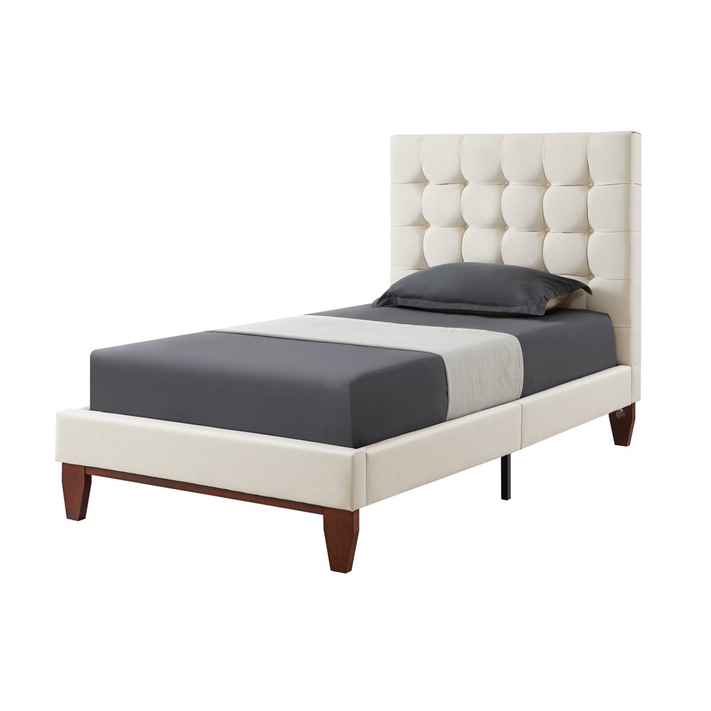 Navy Blue Solid Wood Full Tufted Upholstered Velvet Bed