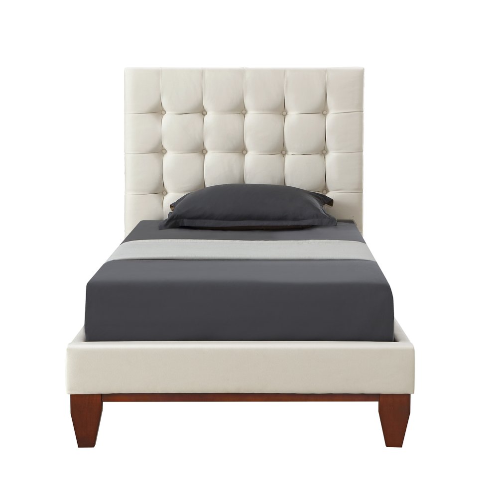 Navy Blue Solid Wood Full Tufted Upholstered Velvet Bed