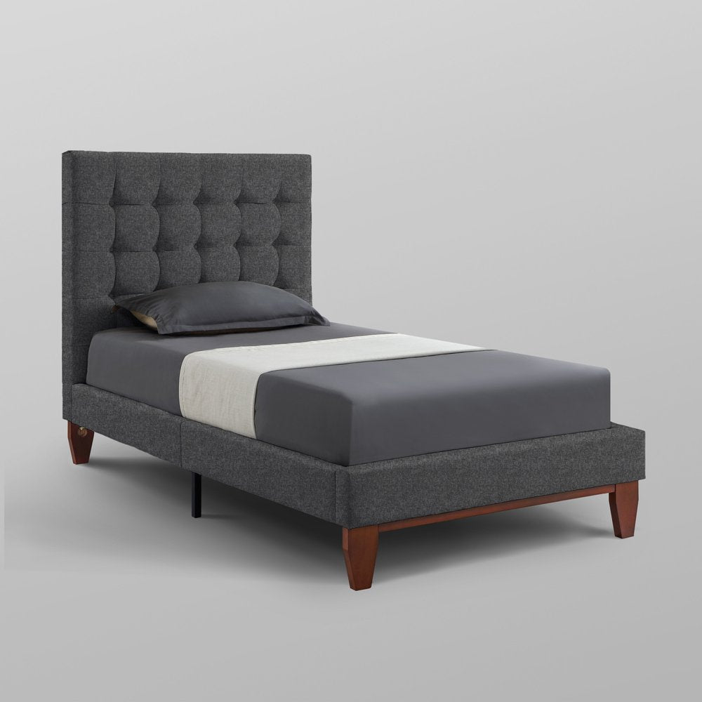 Navy Blue Solid Wood Full Tufted Upholstered Velvet Bed