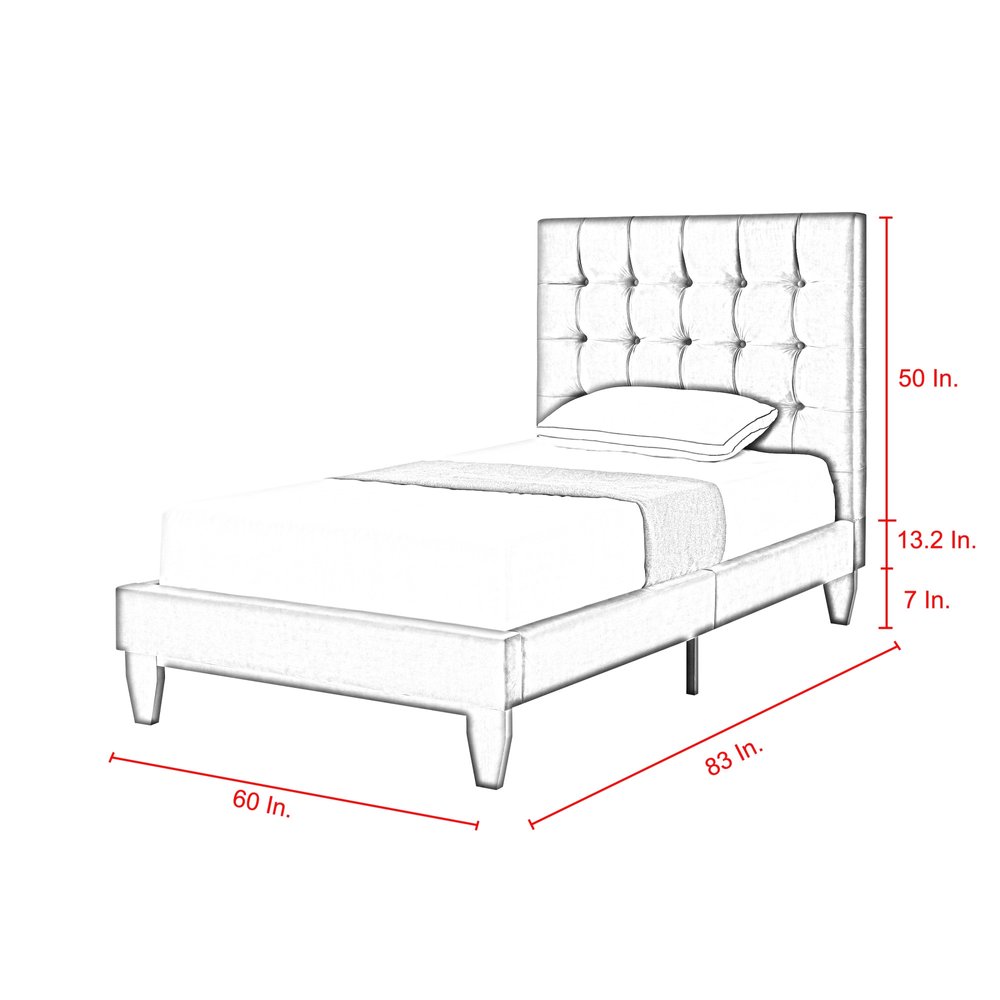 Navy Blue Solid Wood Full Tufted Upholstered Velvet Bed