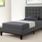 Navy Blue Solid Wood Full Tufted Upholstered Velvet Bed