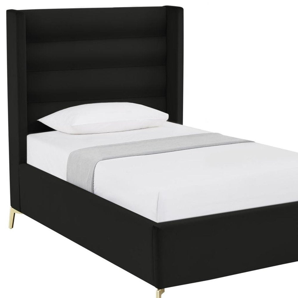 Black Velvet Upholstered King Bed Frame