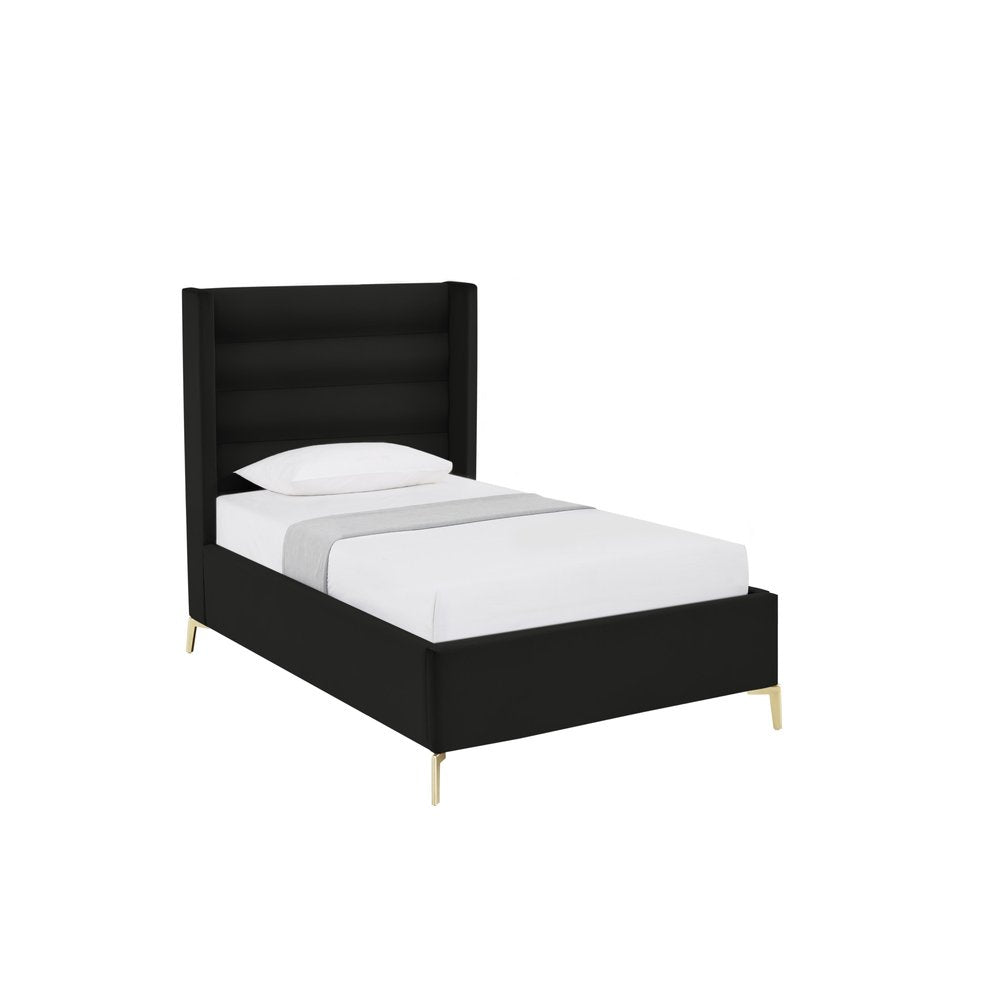 Black Velvet Upholstered King Bed Frame