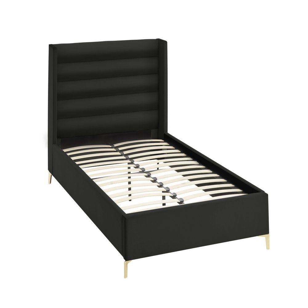 Black Velvet Upholstered King Bed Frame