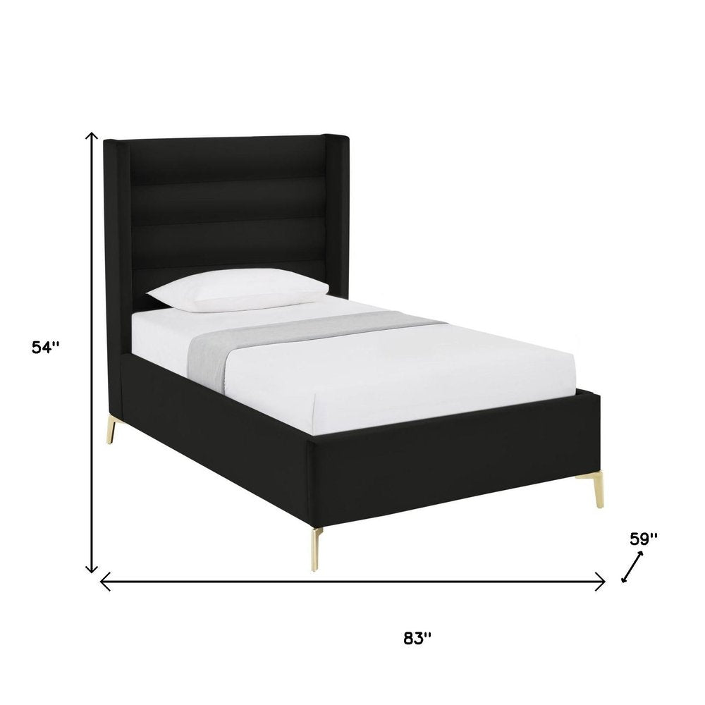Black Velvet Upholstered King Bed Frame
