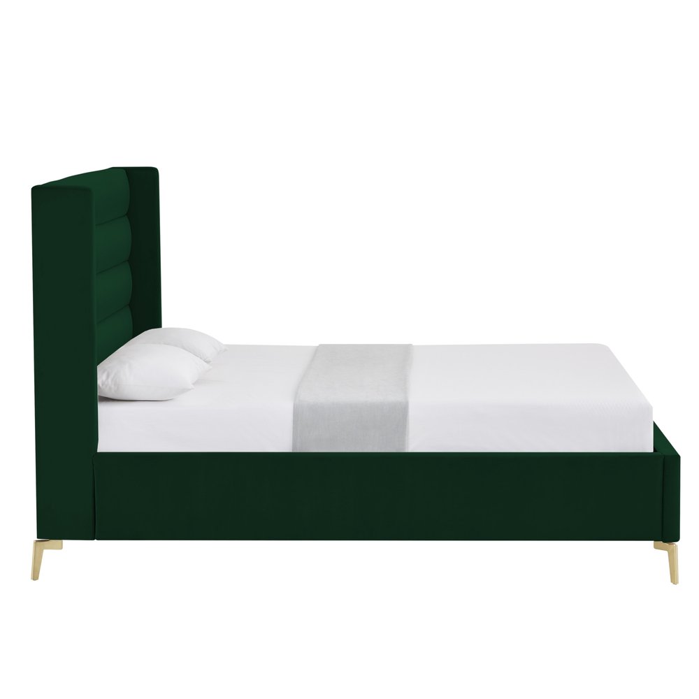 Black Velvet Upholstered King Bed Frame