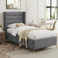Gray Linen Upholstered King Bed Frame