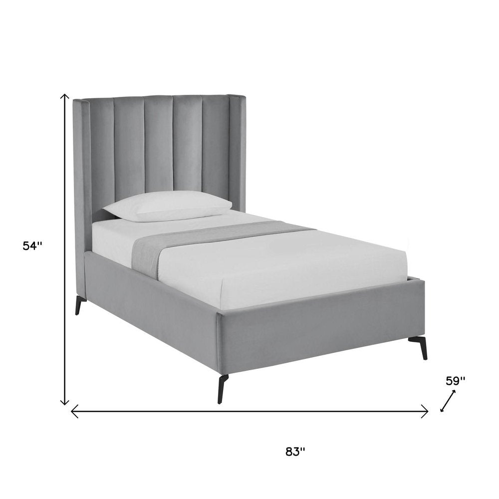 Black Velvet Upholstered Queen Bed Frame