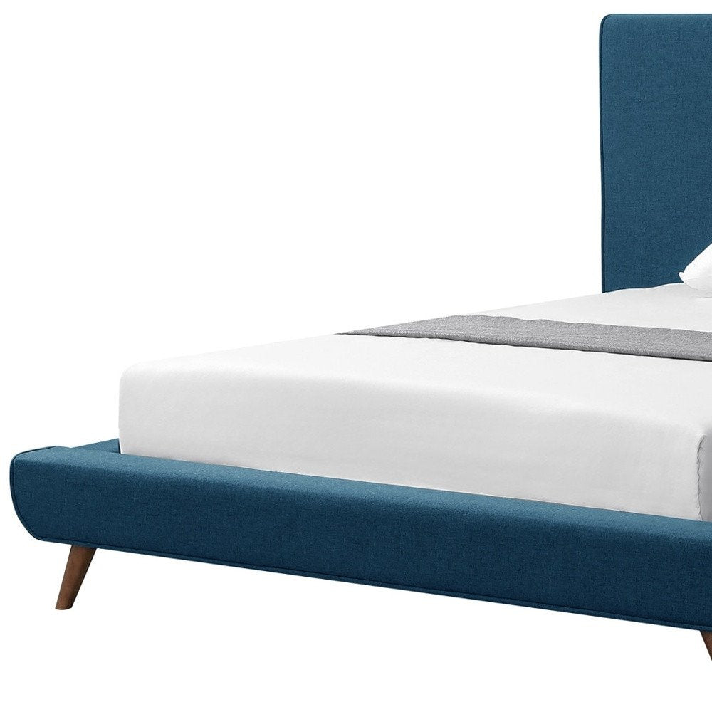Denim Blue Solid Wood Twin Upholstered Linen Bed