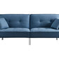 85" Blue Polyester Blend Convertible Futon Sleeper Sofa And Toss Pillows With Silver Legs