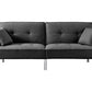 85" Dark Gray Polyester Blend Convertible Futon Sleeper Sofa And Toss Pillows With Silver Legs