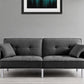 85" Dark Gray Polyester Blend Convertible Futon Sleeper Sofa And Toss Pillows With Silver Legs