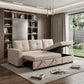 92" Beige Polyester Blend Convertible Futon Sleeper Sofa With Black Legs