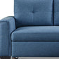 92" Blue Polyester Blend Convertible Futon Sleeper Sofa With Black Legs