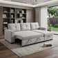 92" Light Gray Polyester Blend Convertible Futon Sleeper Sofa With Black Legs