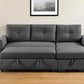 92" Dark Gray Polyester Blend Convertible Futon Sleeper Sofa With Black Legs