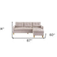 87" Beige Polyester Blend Sofa With Ottoman With Natural Legs