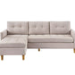 87" Beige Polyester Blend Sofa With Ottoman With Natural Legs