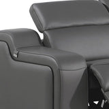 Dark Gray Italian Leather Power Reclining L Shaped Five Piece Corner Sectional