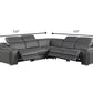 Dark Gray Italian Leather Power Reclining L Shaped Five Piece Corner Sectional