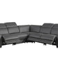 Dark Gray Italian Leather Power Reclining L Shaped Five Piece Corner Sectional