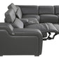 Dark Gray Italian Leather Power Reclining L Shaped Five Piece Corner Sectional