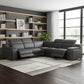 Dark Gray Italian Leather Power Reclining L Shaped Five Piece Corner Sectional