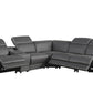 Dark Gray Italian Leather Power Reclining L Shaped Six Piece Corner Sectional With Console