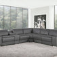 Dark Gray Italian Leather Power Reclining L Shaped Six Piece Corner Sectional With Console