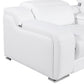 White Italian Leather Power Reclining L Shaped Five Piece Corner Sectional