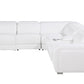 White Italian Leather Power Reclining L Shaped Six Piece Corner Sectional With Console
